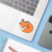Slaande Tekenfilmvos Sticker (Laptop met iPhone)