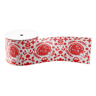 Slaande Vos Folk Art-cadeauverpakking Grosgrain Lint