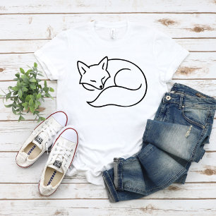Slaande Vos Lijnkunst – Minimaal Natuur Dier T-shirt