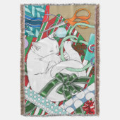 Slaande Witte Katten Kerst Inpakpapier Deken (Voorkant Verticaal)
