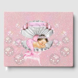 Slaande Zeemeermin Baby Meisje Roze Schelp Parels Gastenboek