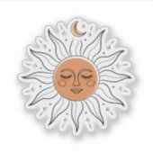 Slaande Zon en Maan Vinyl Sticker (Voorkant)