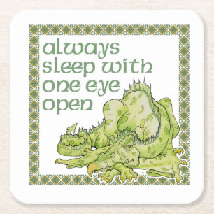 Slaap altijd met één oog open kartonnen onderzetters