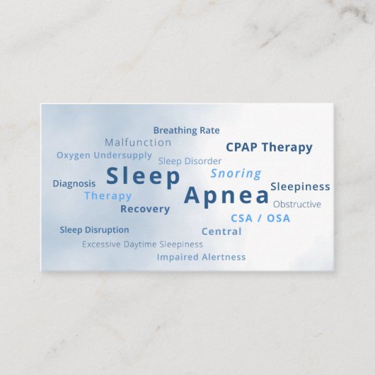 Slaap apneu cpap machine therapie CSA OSA Visitekaartje (Voorkant)