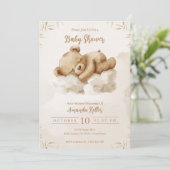 Slaap Baby Beer Neutraal Boho Baby shower Kaart (Staand voorkant)