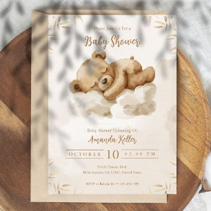 Slaap Baby Beer Neutraal Boho Baby shower Kaart