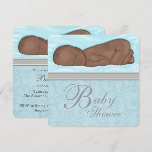 Slaap Baby Boy Blauw Grijs Baby shower Kaart (Voorkant / Achterkant)