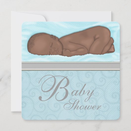 Slaap Baby Boy Blauw Grijs Baby shower Kaart (Voorkant)