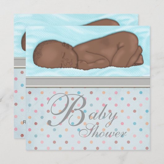 Slaap Baby Boy Blauw Grijs Baby shower Kaart (Voorkant / Achterkant)