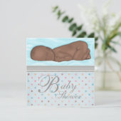 Slaap Baby Boy Blauw Grijs Baby shower Kaart (Staand voorkant)