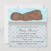 Slaap Baby Boy Blauw Grijs Baby shower Kaart (Achterkant)