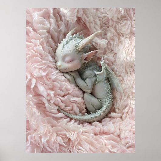 Slaap Baby Dragon Nursery Art Poster (Voorkant)