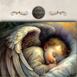 Slaap Baby Engel Zachte Gloed Vleugels Decoupage Tissuepapier