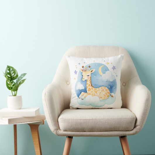 Slaap Baby Giraffe Boho Naam Kwekerij Kussen (Stoel)