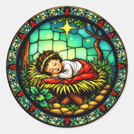 Slaap Baby Jesus Christmas Ronde Sticker