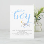 Slaap baby jongen douche blauwe tekst minimaal kaart (Staand voorkant)