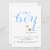 Slaap baby jongen douche blauwe tekst minimaal kaart (Voorkant / Achterkant)