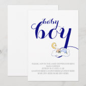 Slaap baby jongen douche marine blauw, witte tekst kaart (Voorkant / Achterkant)