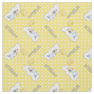 Slaap baby jongen, naam & gele polka dot kinderkam stof