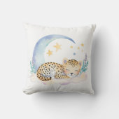 Slaap Baby Leopard Boho Naam Kwekerij Kussen (Voorkant)