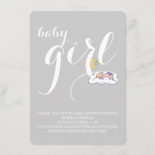 Slaap baby meisje douche elegante tekst minimaal kaart