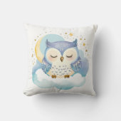 Slaap Baby Uil Boho Naam Kwekerij Kussen (Voorkant)
