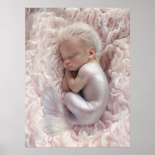 Slaap Baby Zeemeermin Kwekerij Art Poster (Voorkant)