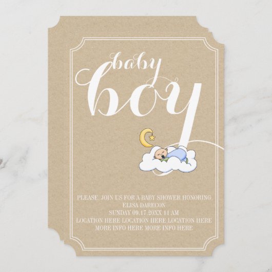 Slaap babyboy douche tekst minimaal kaart (Voorkant / Achterkant)