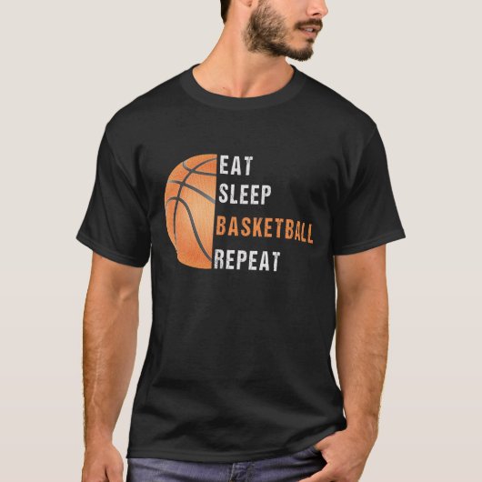 Slaap basketbal bij het eten t-shirt (Voorkant)