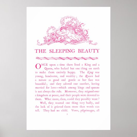 Slaap Beauty Sprookjesboek Roze Poster (Voorkant)