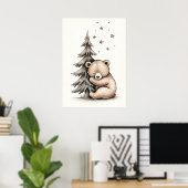 Slaap Beer Cub Woodland Nursery Art Poster (Thuiskantoor)