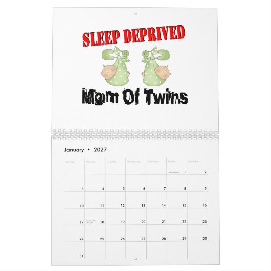 Slaap beroofde moeder van TWINS Kalender (Jan 2027)