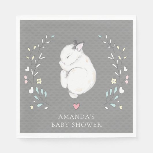 Slaap Bunny Baby shower Papieren servetten (Voorkant)