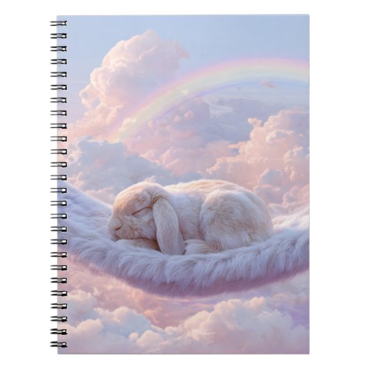 Slaap Bunny Fluffy Cloud Regenboog Notitieboek (Voorkant)