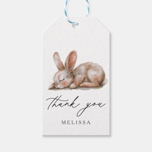 Slaap Bunny Neutrale Kleuren Dank u Cadeaulabel (Voorkant)
