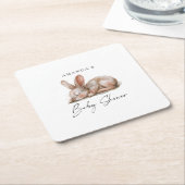 Slaap Bunny Neutrale Kleuren Dank u Kartonnen Onderzetters (Schuin)