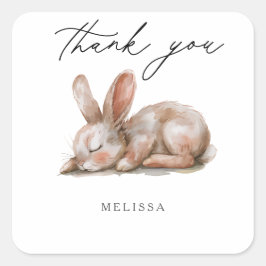 Slaap Bunny Neutrale Kleuren Dank u Vierkante Sticker