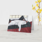 Slaap Calico Cat Notecard Kaart (Gele Bloem)