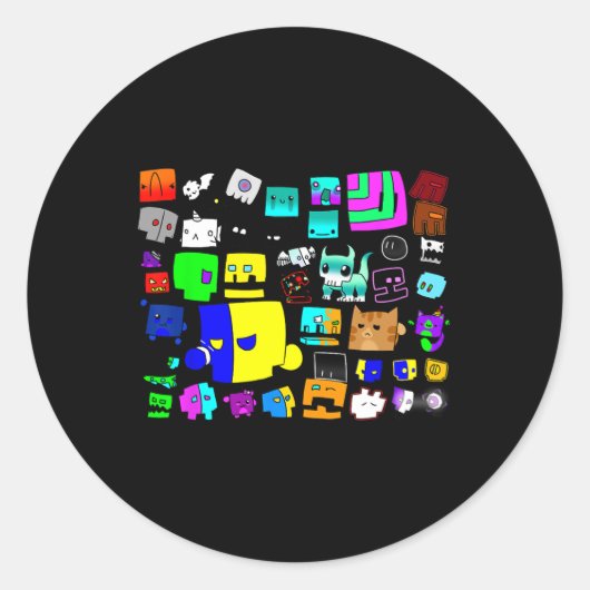 Slaap Dash Herhaal Videogame Geometrie Videogame Ronde Sticker (Voorkant)