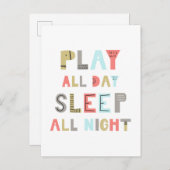Slaap de hele dag Slaap de hele nacht Briefkaart (Voorkant / Achterkant)