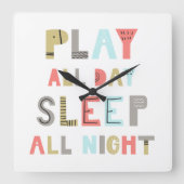 Slaap de hele dag Slaap de hele nacht Vierkante Klok (Voorkant)