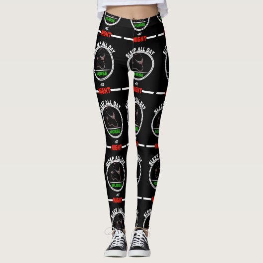 Slaap de hele dag zuster bij nacht RN Leggings (Voorkant)