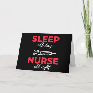 Slaap de hele dag zuster de hele nacht feestdagen kaart