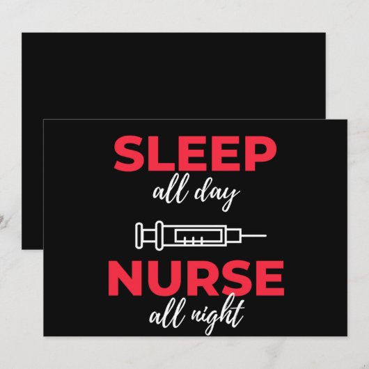 Slaap de hele dag zuster de hele nacht feestdagenkaart (Voorkant / Achterkant)