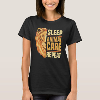Slaap Dierenzorg Herhaal Dierenvriend Zoo Keeper Z T-shirt