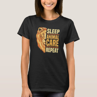 Slaap Dierenzorg Herhaal Dierenvriend Zoo Keeper Z T-shirt