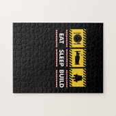 Slaap-Eat bouwstijl Herhaal bouwstenen blokken Legpuzzel (Horizontaal)