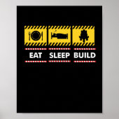 Slaap-Eat bouwstijl Herhaal bouwstenen blokken Poster (Voorkant)