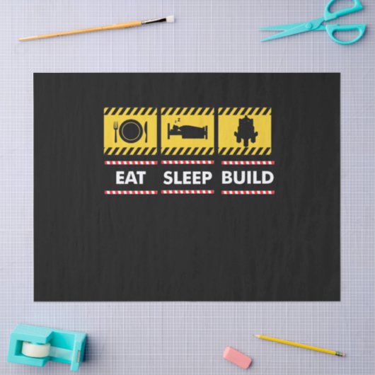 Slaap-Eat bouwstijl Herhaal bouwstenen blokken Tissuepapier (Craft)