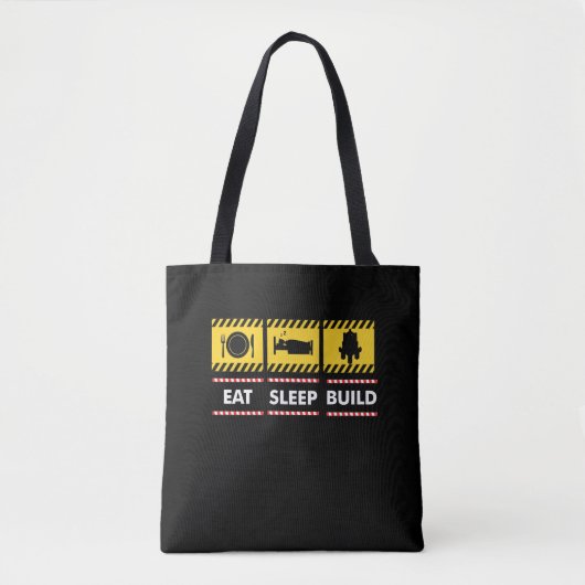 Slaap-Eat bouwstijl Herhaal bouwstenen blokken Tote Bag (Voorkant)